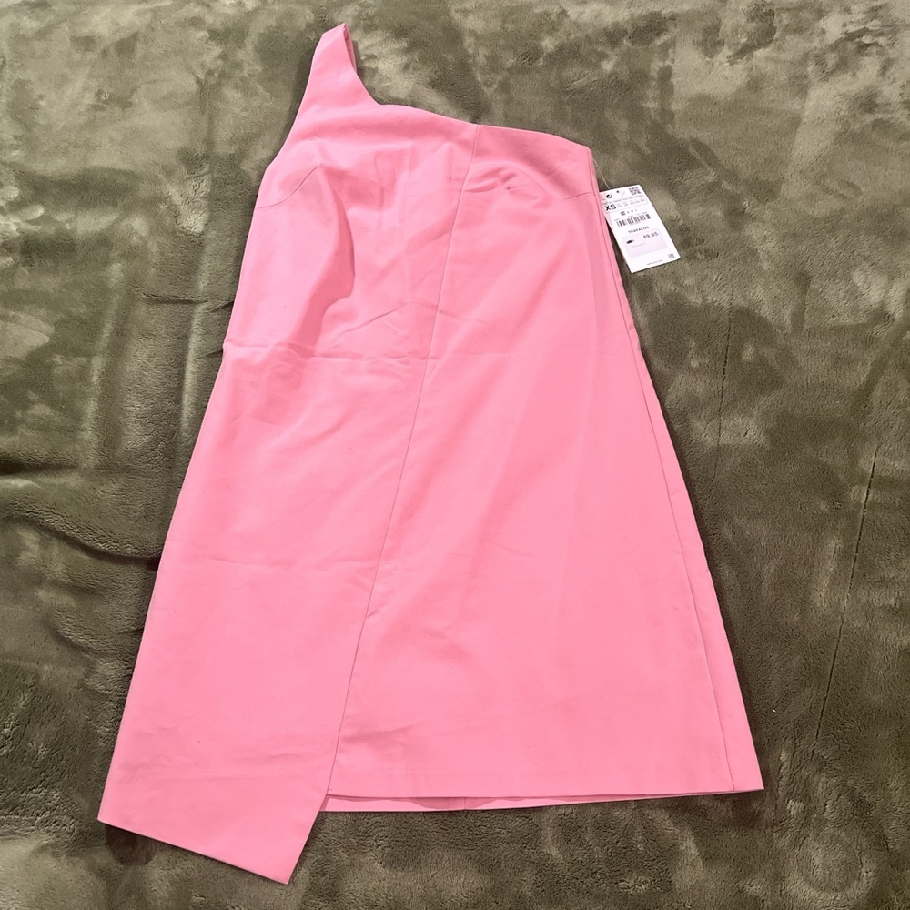 Pink one-shoulder midi dress